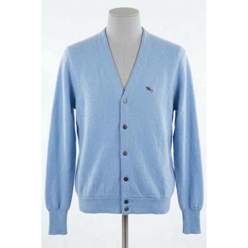Vintage 80s Steeplechase Horse Logo Embroidered Cardigan Sweater Size L USA Blue